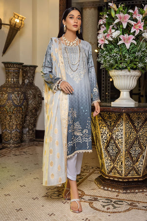 3 Piece - Embroidered Slub Linen - 7082