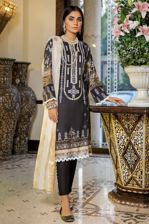 3 Piece - Embroidered Slub Linen - 7085