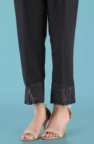 Stitched Embroidered Straight Pants- Black (NRPE-031 BLACK)
