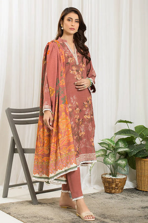 3 Piece - Luxury Embroidered Peach - 803