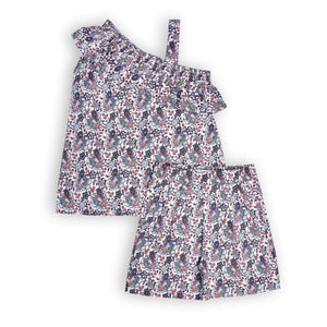 Girls Floral Ruffle Matching Set