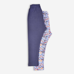 Pack Of 2 Tights- Blue/Flower