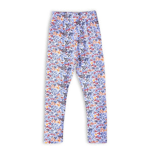 Girls Blue Printed Flower Tight