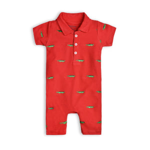 Boys Red Polo romper