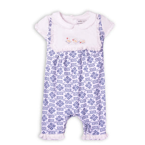 Girls Stripe Emb Bib Romper