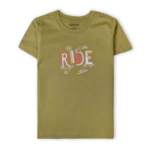 Boys Green Ride Printed Tee