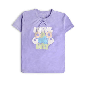 Girls Purple Printed Tee