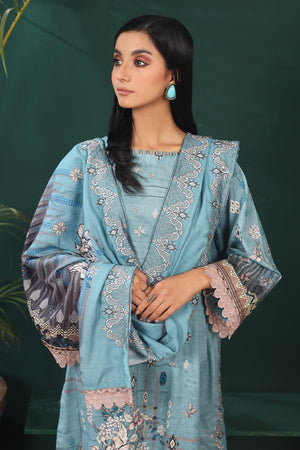 3 Piece - Premium Embroidered Khaddar - 8381