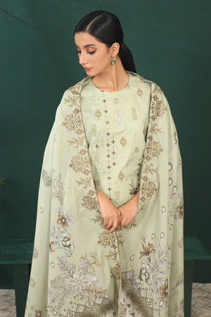 3 Piece - Premium Embroidered Khaddar - 8383