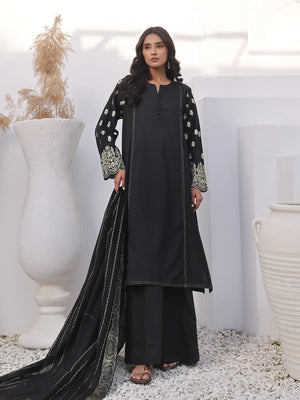 2Pc Embroidered Pret Shirt Dupatta Lawn Black - OWE2PG-2310023