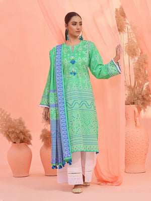 2Pc Printed Pret Shirt Dupatta Lawn Green - OW2P-2401039