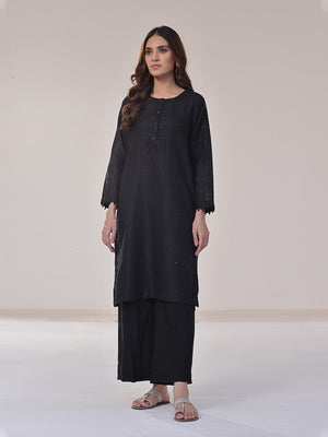 1Pc Solid Pret Kurti Dobby Black - OWKTG-2309026