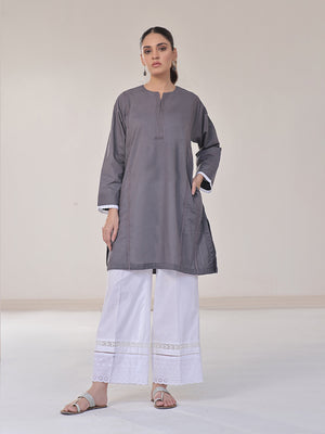 1Pc Solid Pret Kurti Lawn Dark Grey - OWKTG-2309030