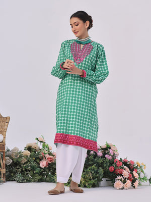 1Pc Embroidered Unstitched Lawn Green - OLEK-6126-A