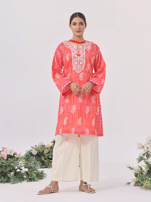 1Pc Embroidered Unstitched Lawn Orange - OLEK-6131-A