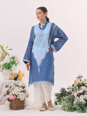 1Pc Embroidered Unstitched Lawn Blue - OLEK-6133-B