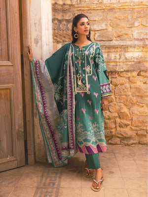 3Pc Embroidered Suit Pret Lawn Green - OWE3P-2302039