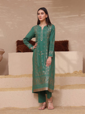 1Pc Printed Pret Kurti Lawn Green - OWKT-2308011