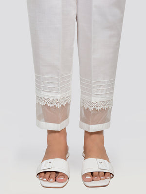 Women White Silk Blend Trouser - OWCP-2208029-1