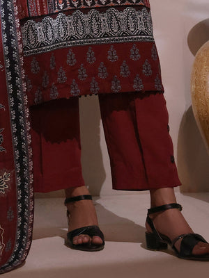 Women Maroon Khaddar Trouser - OWKSP-2209015-A