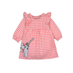 Girl Check Applique Dress