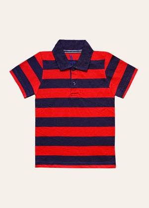 Red Navy Striped Polo