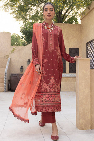 TA-08 : Unstitched Embroidered Slub Karandi 3PC