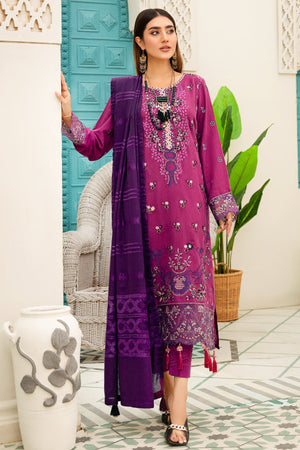 R-02 : Unstitched Embroidered Slub Karandi 3PC