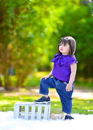 Indigo Ruffle Top