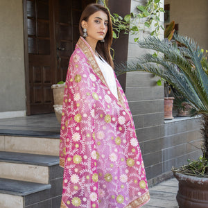 Fancy handmade Pink Organza Dupatta