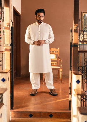 Stitched Shalwar Kameez (SCS14) Off White