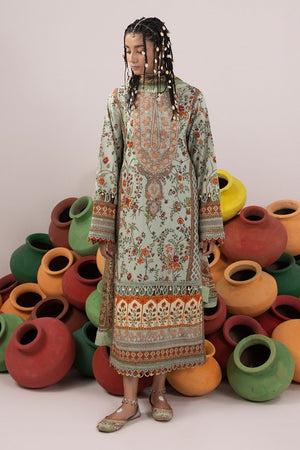 3PC Unstitched | Embroidered Lawn Suit | Chiffon Dupatta