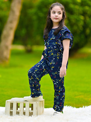 Navy Elegant Butterfly Pattern Jumpsuit