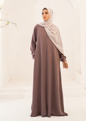 Rimaal Front Open Abaya - Coffee