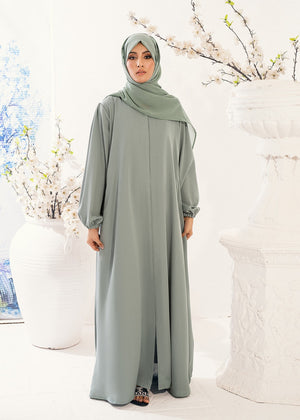 Raihan Front Open Abaya- Light Green