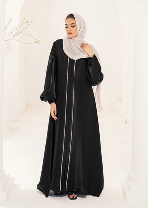 Reeh Lava Silk Embellished Abaya (Black)