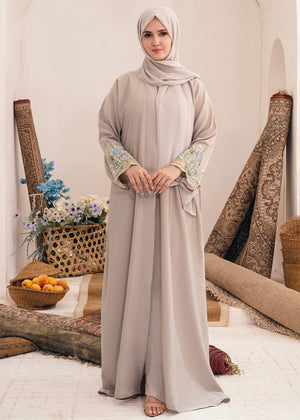 Muntazah Embellished Abaya- Cream White