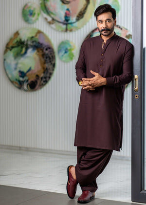 Stitched Shalwar Kameez (SPS38) Burgundy