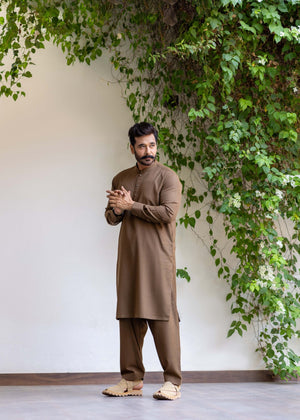 Stitched Shalwar Kameez (SPS35) Brown