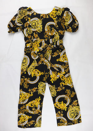 Black Luxury Print Butterfly Pattern Jumpsuit