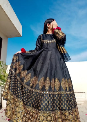 black 3pc anarkali