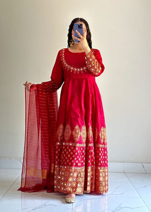 maroon 3pc anar kali