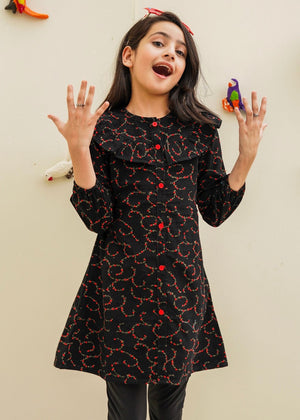 Black Floral Printed Frock