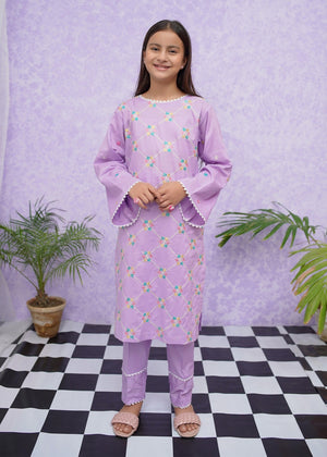 Girls Cotton Embroidered - 2 Piece Suit - 8535