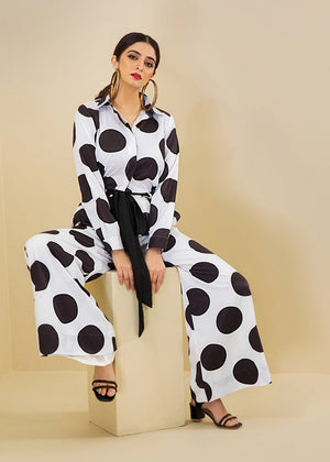 R-04 - Black and White Polka Dot Jumpsuit