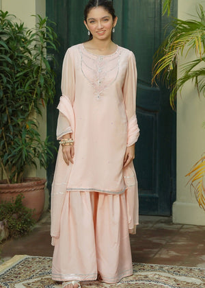 Chiffon Hand Adda Work 3 Pc Suit