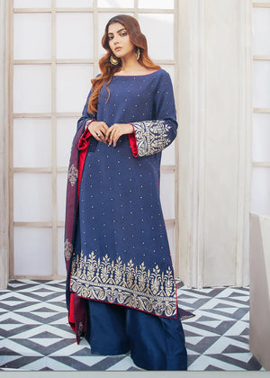 Blue Raw Silk - Ethnic Blue Suit