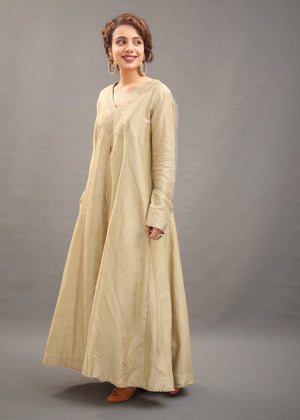 Beige Silk Shirt and Dupatta