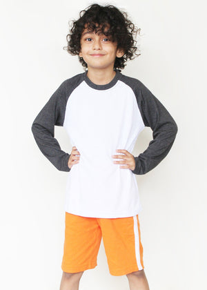 Charcoal & White Raglan Full Sleeves T-Shirt