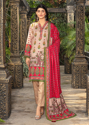 Zooj Original Mahtab Printed 3PC Linen Suit - Zj038